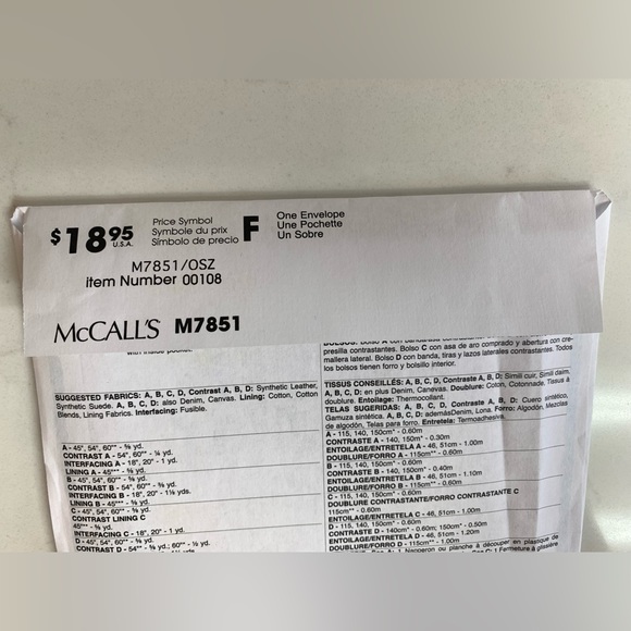 3/$30 BUNDLE&SAVE ✨ McCall's M7851 Bags Sewing Patterns - Picture 5 of 9